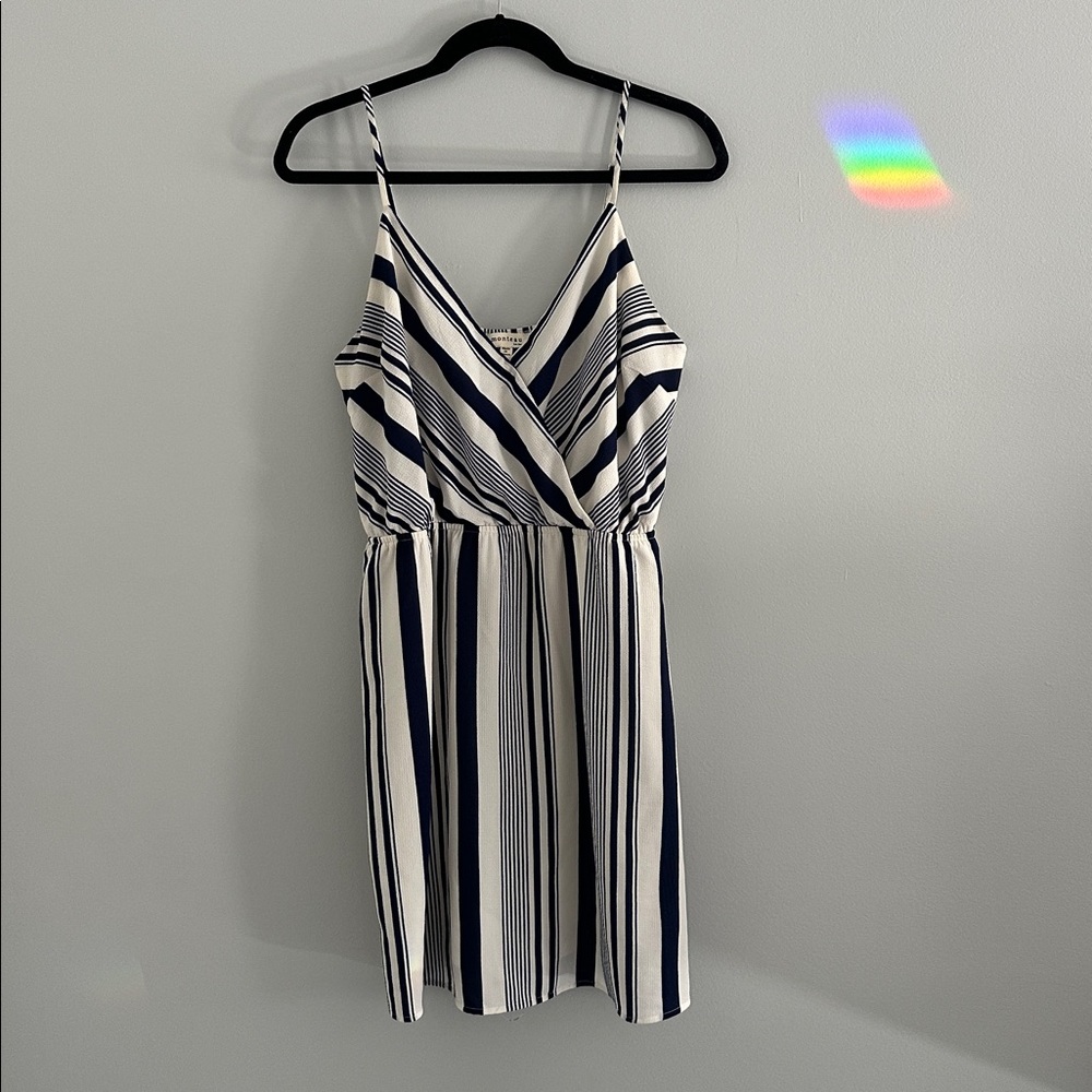 Monteau Navy and White Striped Mini Dress Size Large